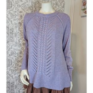 JCrew Lilac Cable Knit Wool Sweater - pastel tones